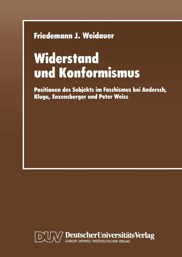 Produktbild: Widerstand und Konformismus | Friedemann J. Weidauer
