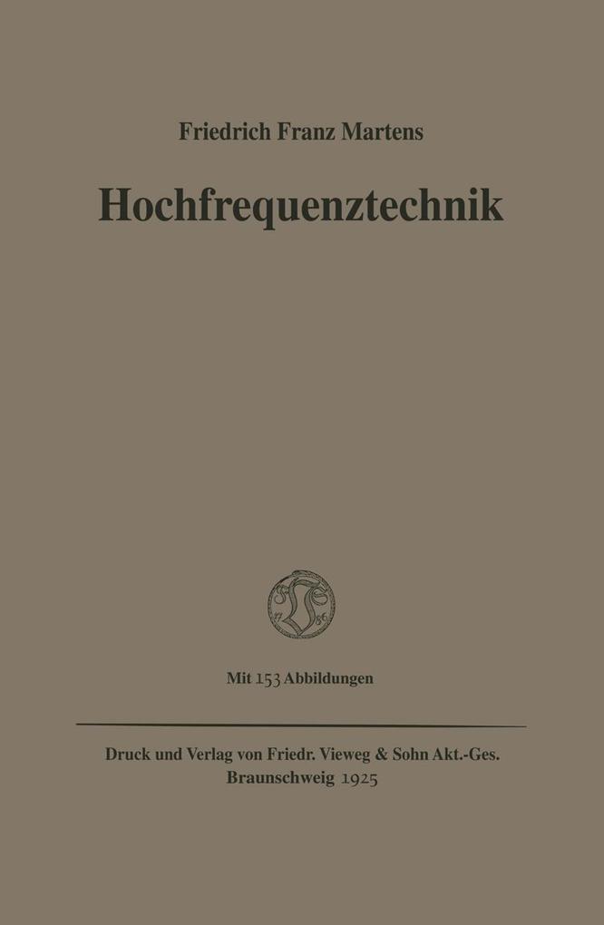 Produktbild: Hochfrequenztechnik | Friedrich Franz Martens