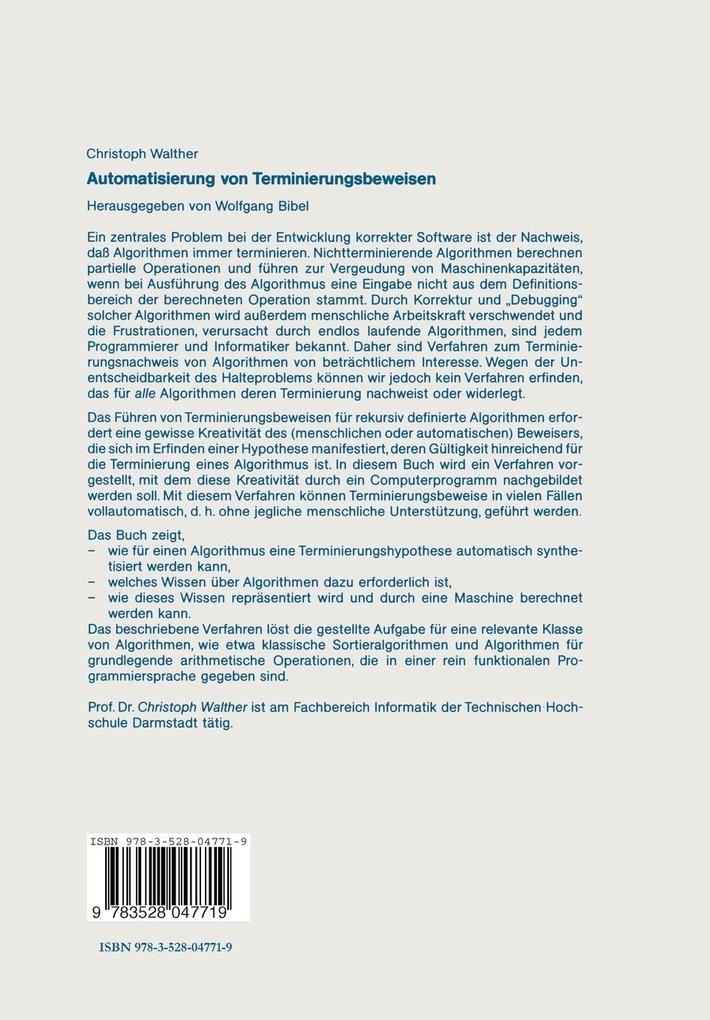 Weitere Ansicht: Automatisierung von Terminierungsbeweisen | Christoph Walther