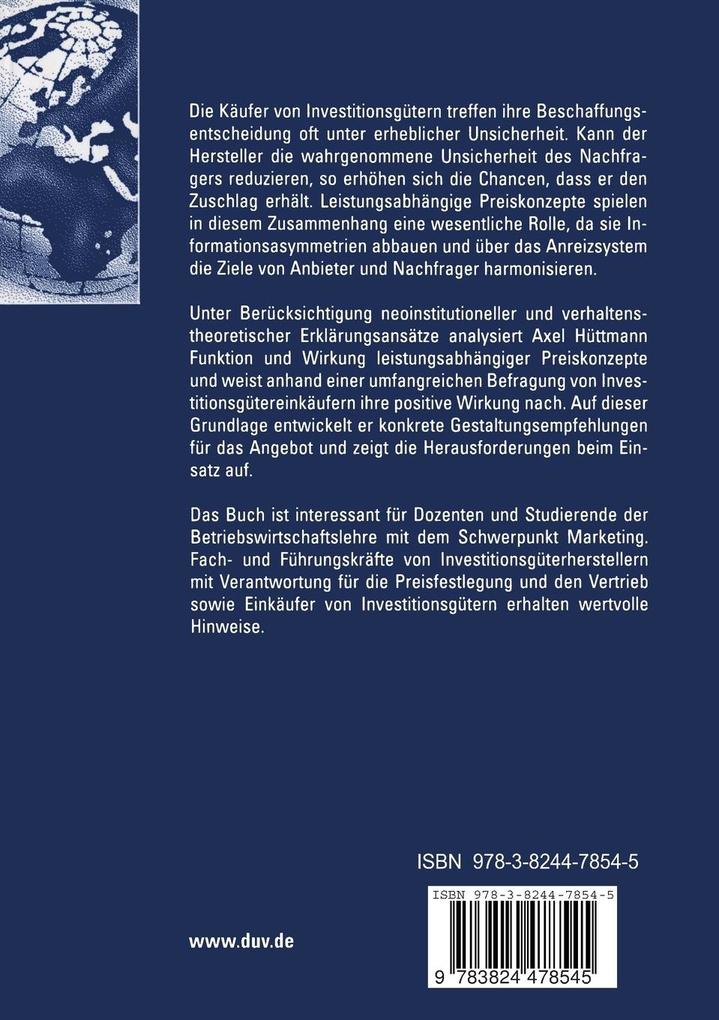 Weitere Ansicht: Leistungsabhängige Preiskonzepte im Investitionsgütergeschäft | Axel Hüttmann