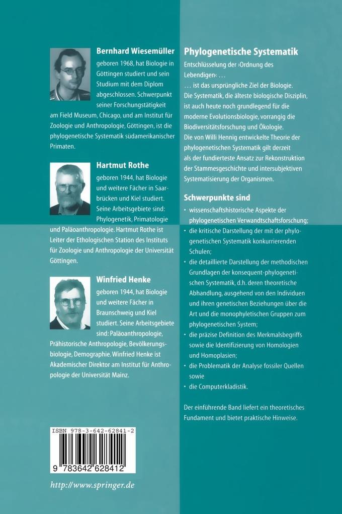 Weitere Ansicht: Phylogenetische Systematik | Winfried Henke, Hartmut Rothe, Bernhard Wiesemüller