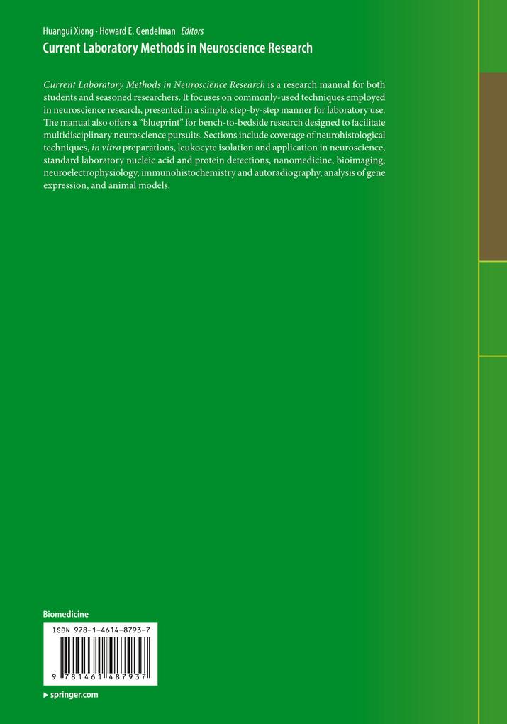 Weitere Ansicht: Current Laboratory Methods in Neuroscience Research