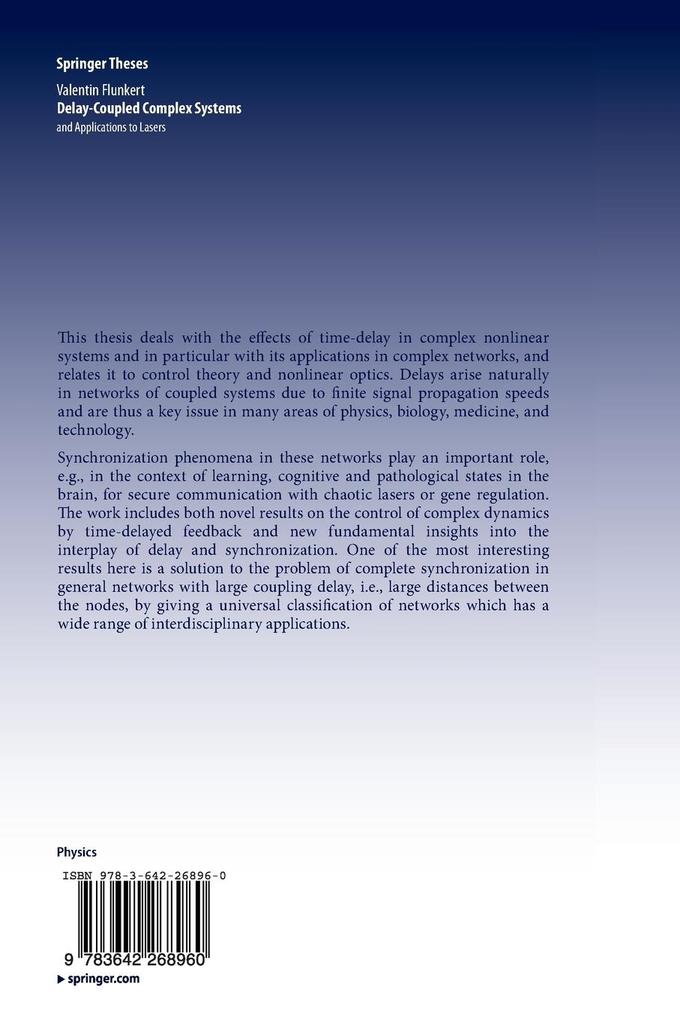 Weitere Ansicht: Delay-Coupled Complex Systems | Valentin Flunkert