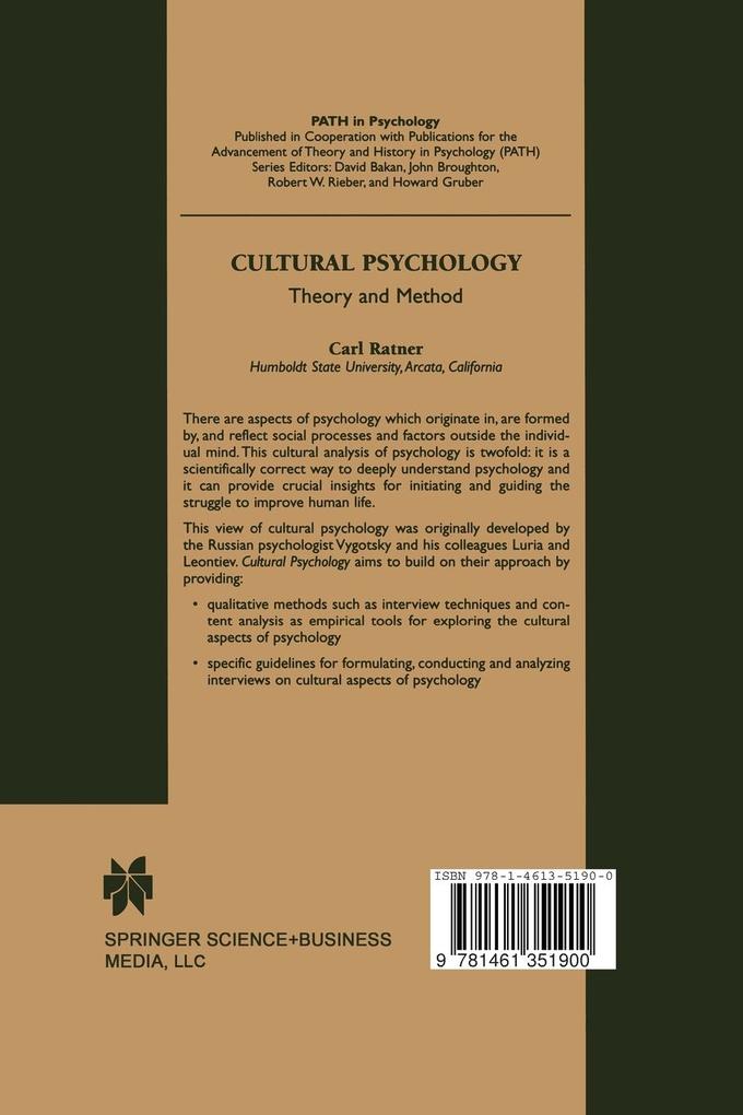 Weitere Ansicht: Cultural Psychology | Carl Ratner