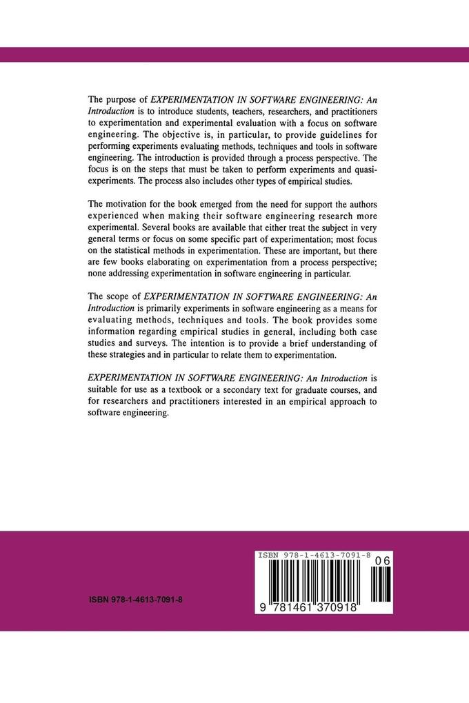 Weitere Ansicht: Experimentation in Software Engineering | Martin Höst, Magnus C. Ohlsson, Björn Regnell, Per Runeson, Anders Wesslén