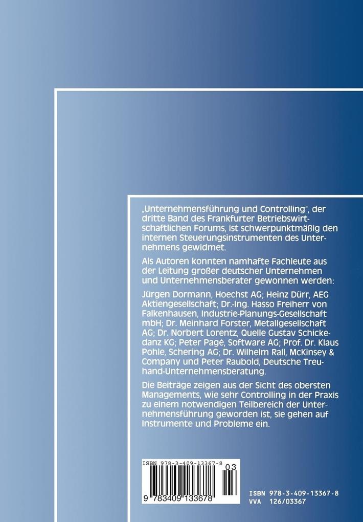 Weitere Ansicht: Unternehmensführung und Controlling | Hans-Ulrich Küpper, Winfried Mellwig, Adolf Moxter