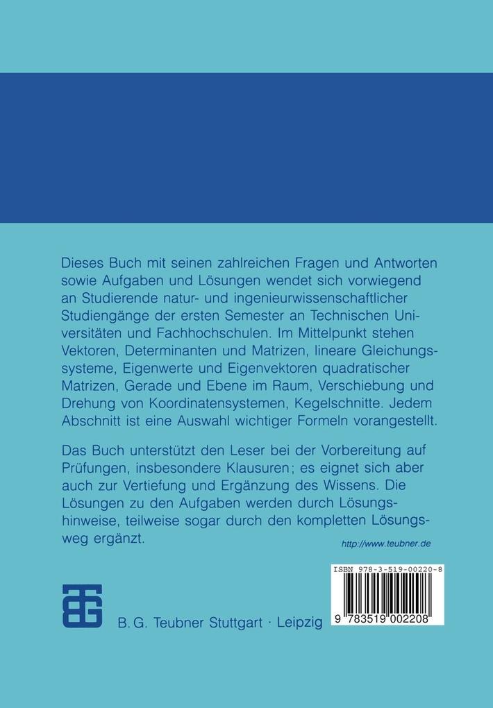 Weitere Ansicht: Lineare Algebra und Analytische Geometrie in Fragen und Übungsaufgaben | Roland Schmieder, Karl-Heinz Gärtner