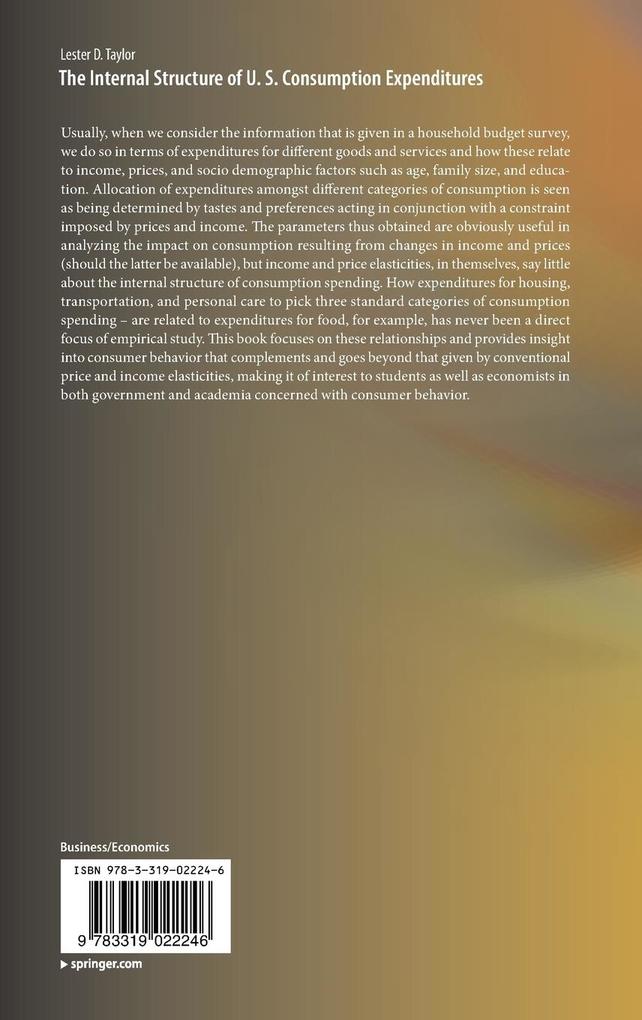 Weitere Ansicht: The Internal Structure of U. S. Consumption Expenditures | Lester D. Taylor