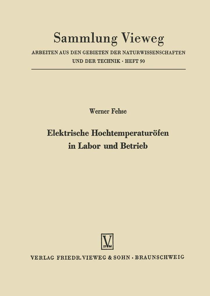 Produktbild: Elektrische Hochtemperaturöfen in Labor und Betrieb | Werner Fehse