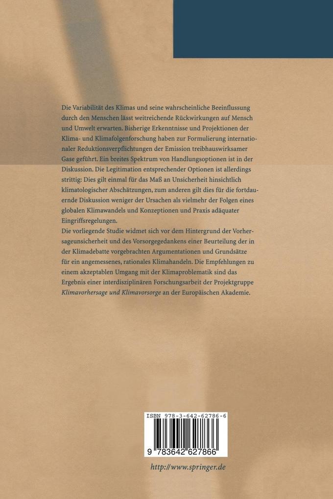 Weitere Ansicht: Klimavorhersage und Klimavorsorge | M. Clausen, A. Grunwald, A. Hense, G. Klepper, S. Lingner
