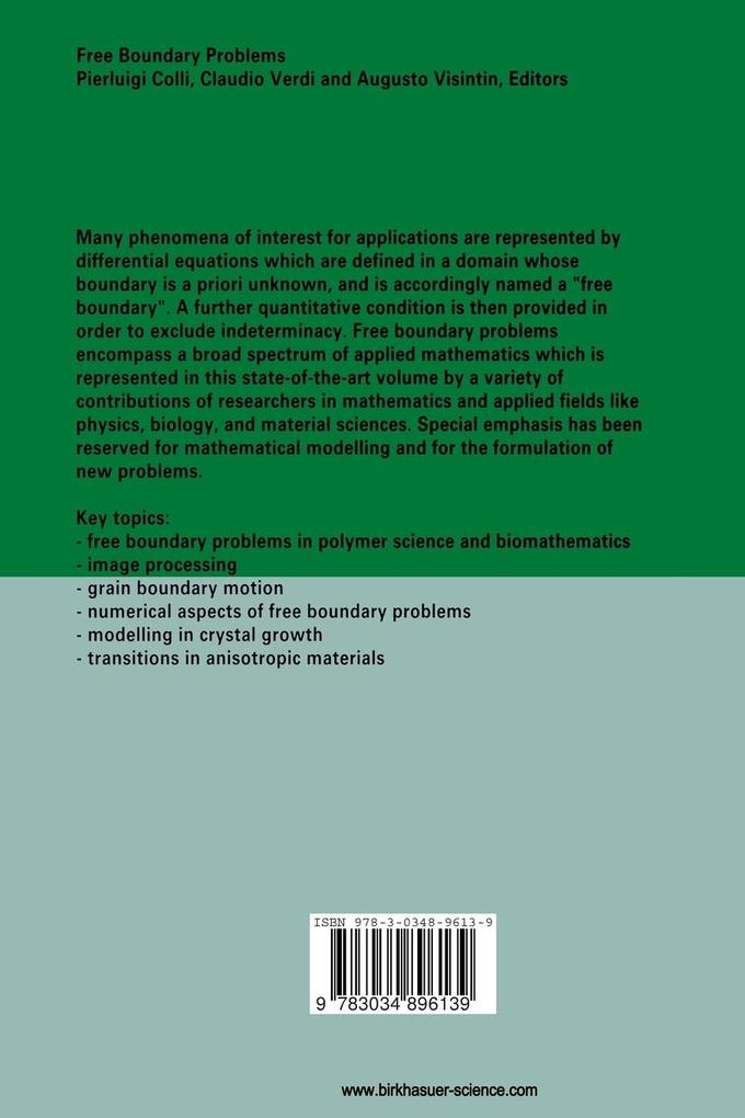 Weitere Ansicht: Free Boundary Problems