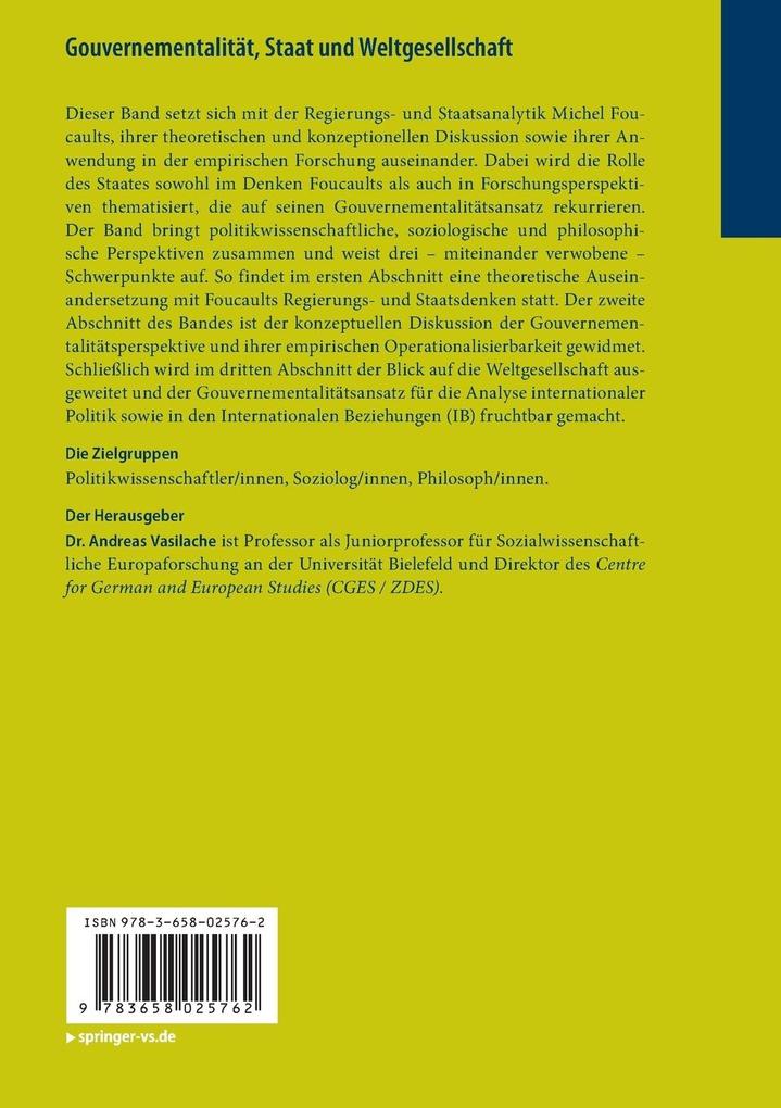 Weitere Ansicht: Gouvernementalität, Staat und Weltgesellschaft