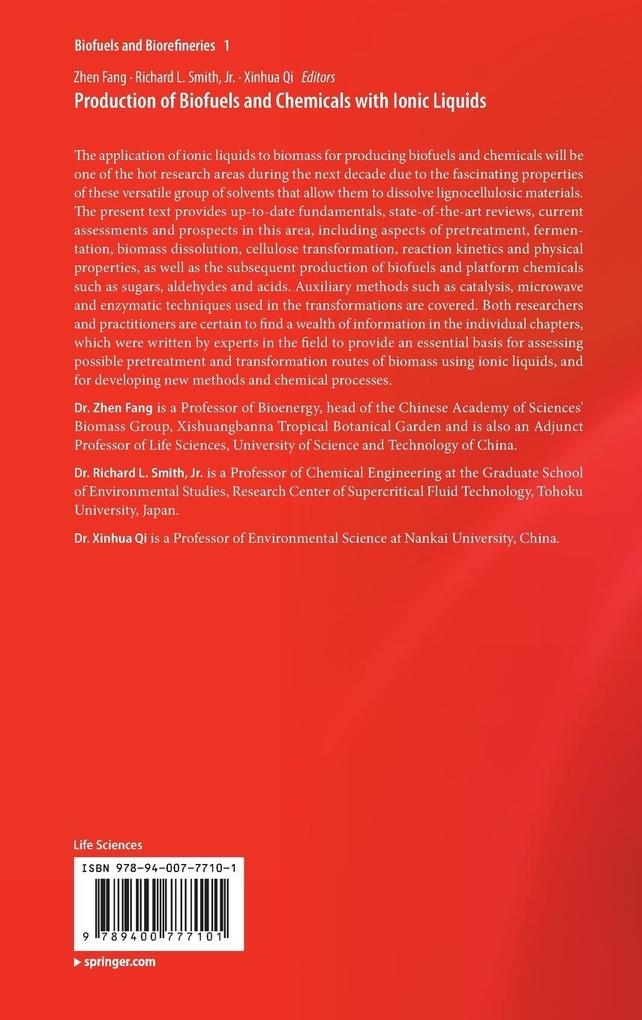 Weitere Ansicht: Production of Biofuels and Chemicals with Ionic Liquids