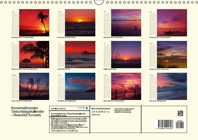 Weitere Ansicht: Immerwährender Geburtstagskalender - Beautiful Sunsets (Wandkalender immerwährend DIN A3 quer) | Melanie Viola