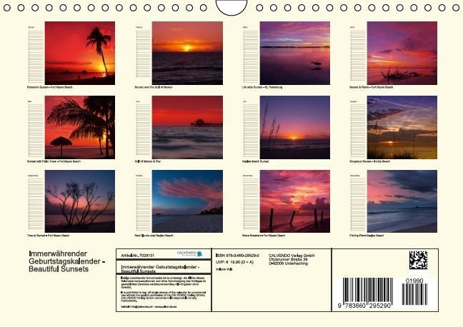 Weitere Ansicht: Immerwährender Geburtstagskalender - Beautiful Sunsets (Wandkalender immerwährend DIN A4 quer) | Melanie Viola
