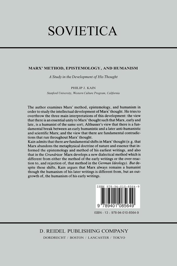 Weitere Ansicht: Marx' Method, Epistemology, and Humanism | P. J. Kain
