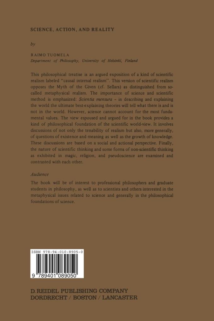 Weitere Ansicht: Science, Action, and Reality | R. Tuomela