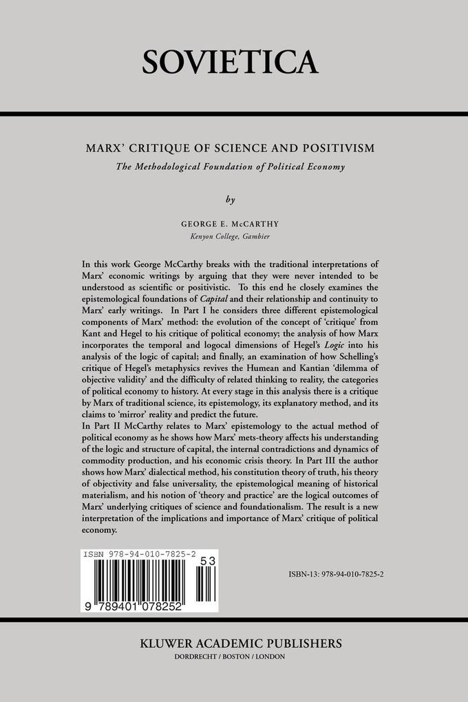 Weitere Ansicht: Marx' Critique of Science and Positivism | G. Mccarthy, George McCarthy