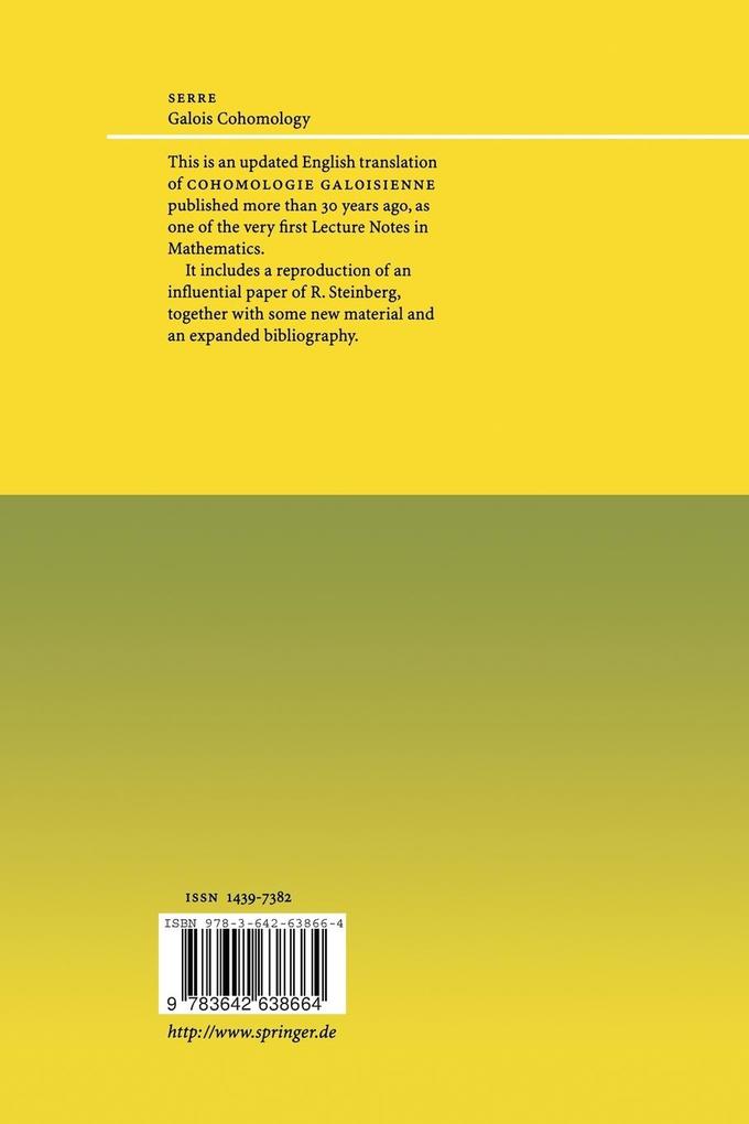 Weitere Ansicht: Galois Cohomology | Jean-Pierre Serre