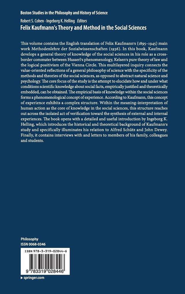 Weitere Ansicht: Felix Kaufmann's Theory and Method in the Social Sciences