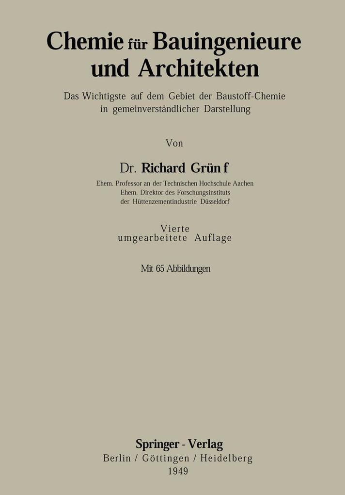 Produktbild: Chemie für Bauingenieure und Architekten | Richard Grün