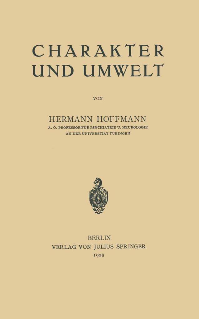 Produktbild: Charakter und Umwelt | Hermann Hoffmann