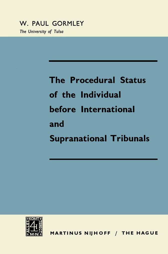 Produktbild: The Procedural Status of the Individual before International and Supranational Tribunals | W. Paul Gormley