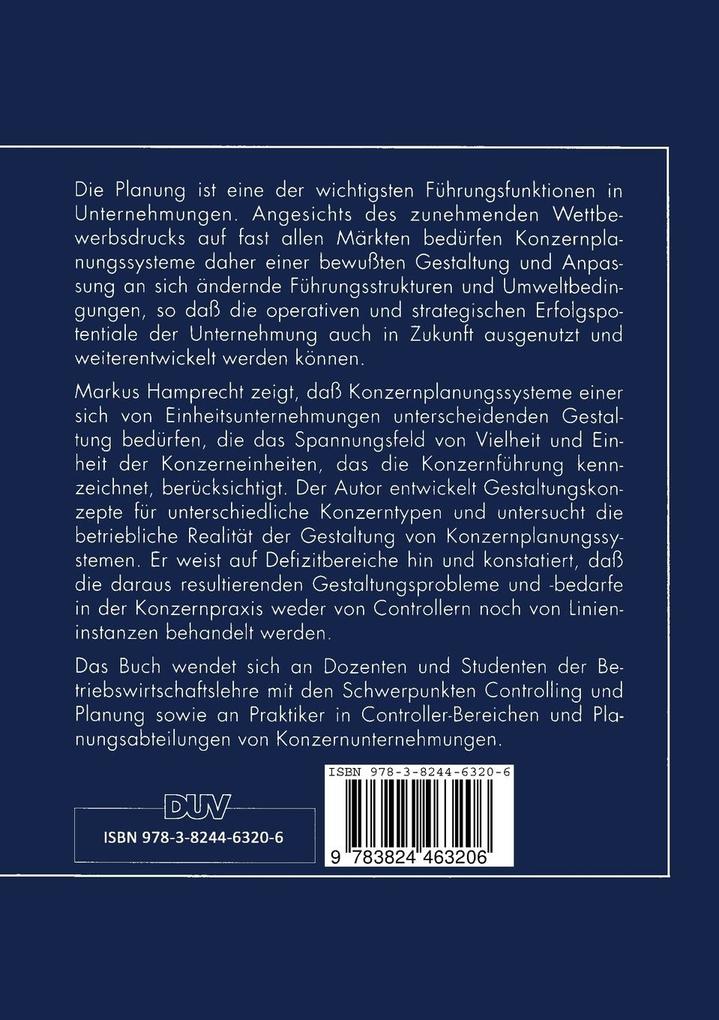 Weitere Ansicht: Controlling von Konzernplanungssytemen | Markus Hamprecht