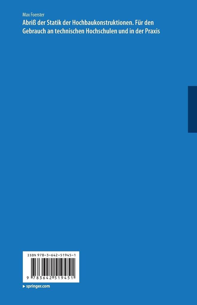 Weitere Ansicht: Abriß der Statik der Hochbaukonstruktionen | Max Foerster
