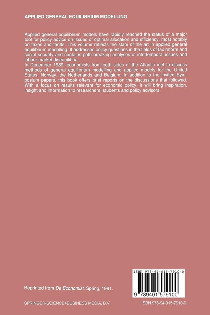 Weitere Ansicht: Applied General Equilibrium Modelling