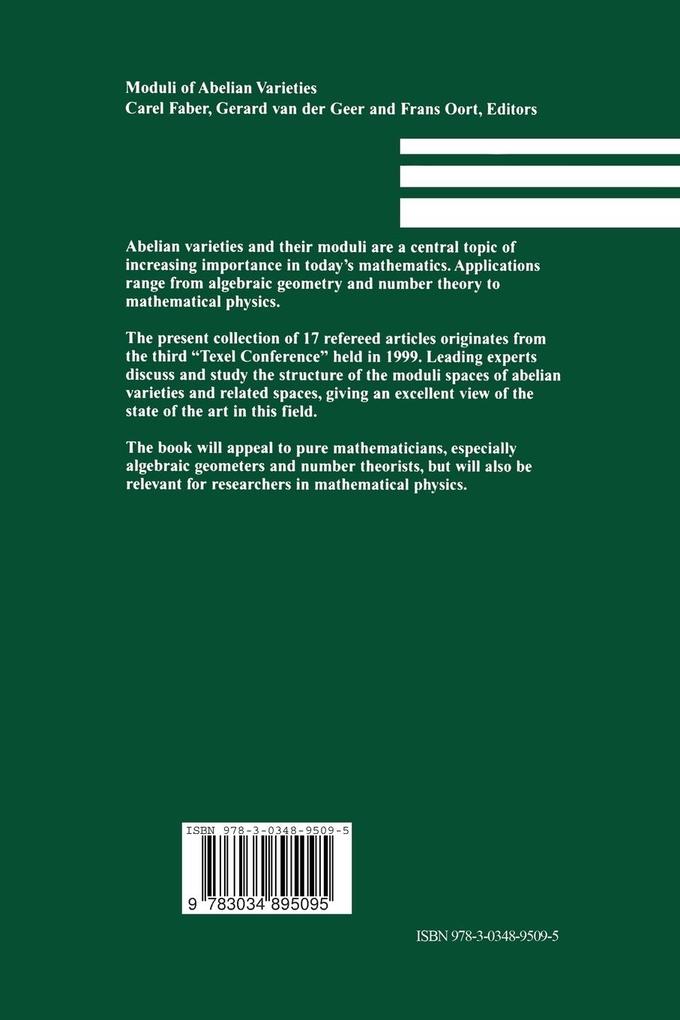 Weitere Ansicht: Moduli of Abelian Varieties