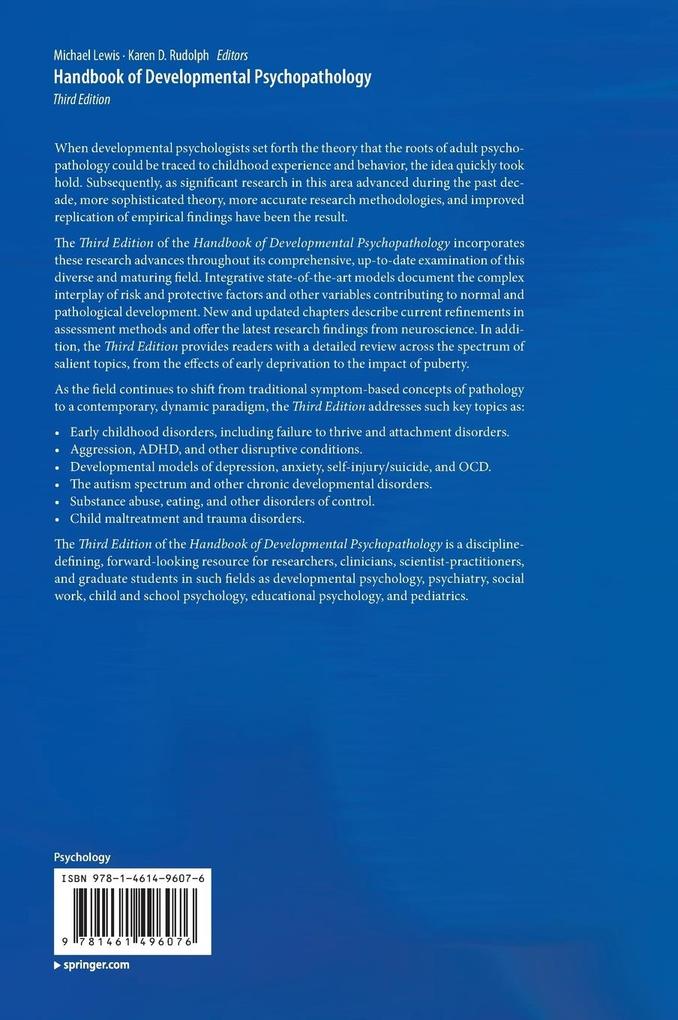 Weitere Ansicht: Handbook of Developmental Psychopathology