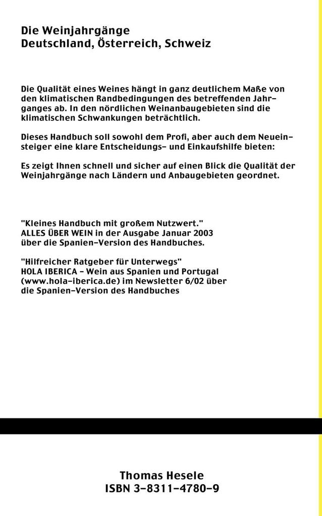 Weitere Ansicht: Die Weinjahrgänge Deutschland, Österreich, Schweiz | Thomas Hesele