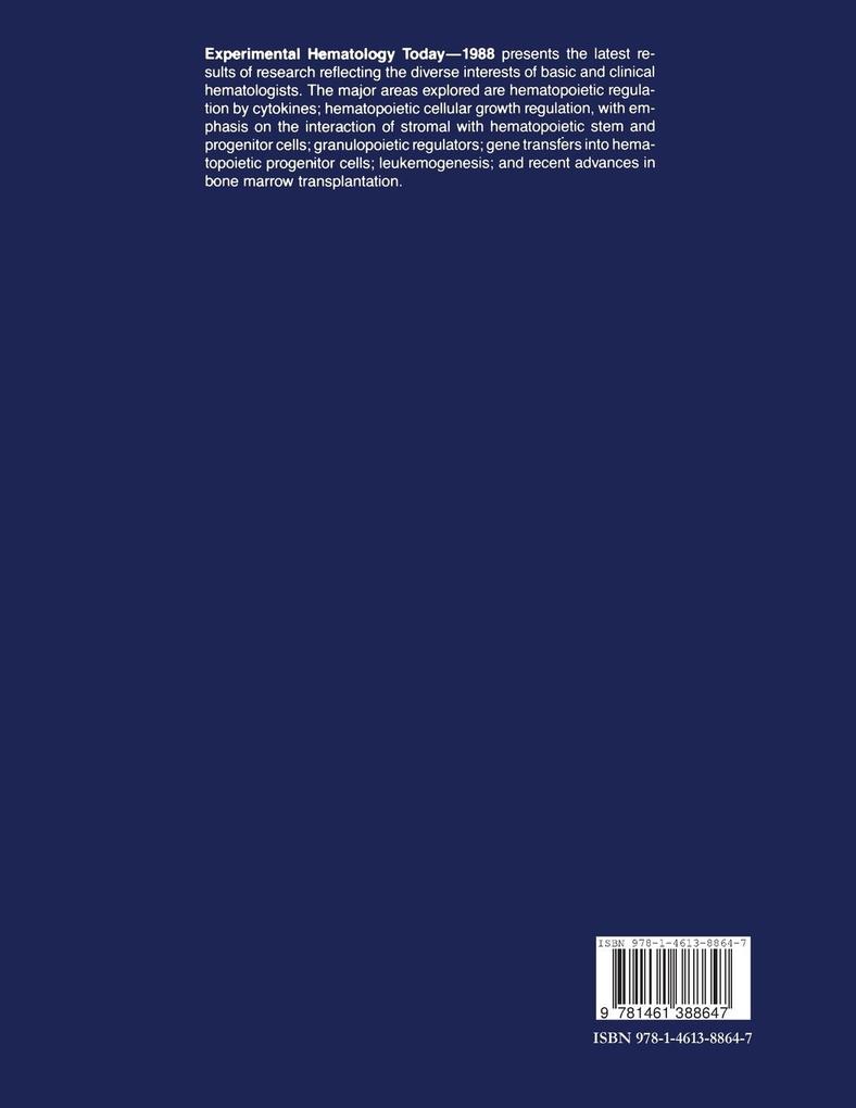 Weitere Ansicht: Experimental Hematology Today-1988