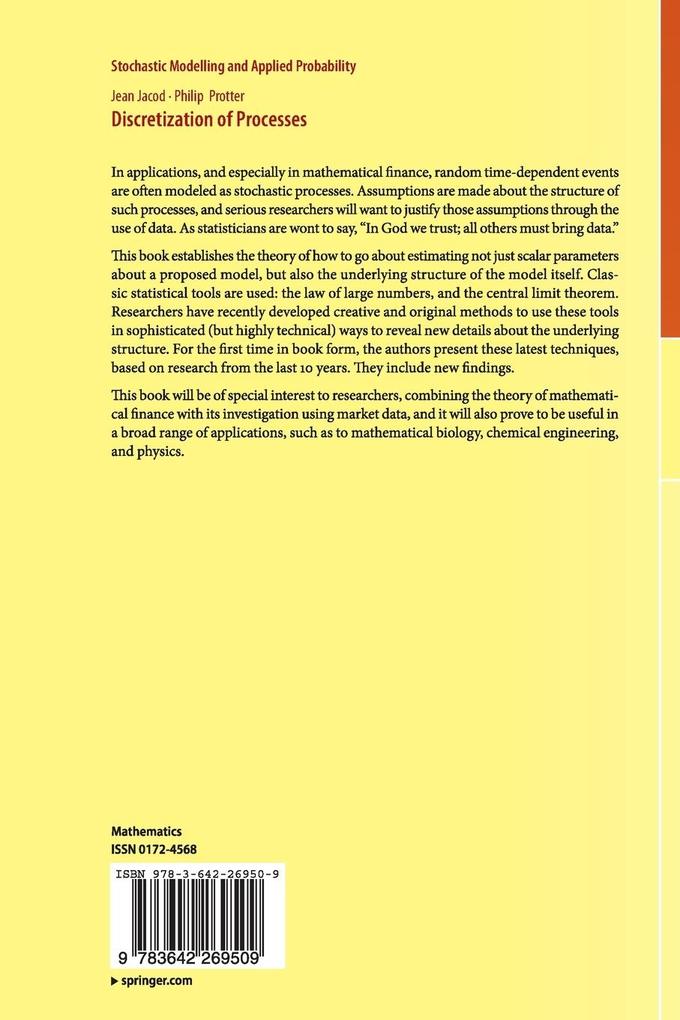 Weitere Ansicht: Discretization of Processes | Jean Jacod, Philip Protter