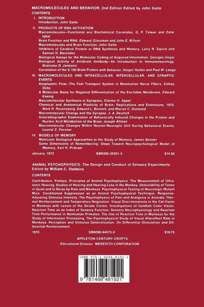 Weitere Ansicht: Sensory Coding in the mammalian nervous system | George Somjen