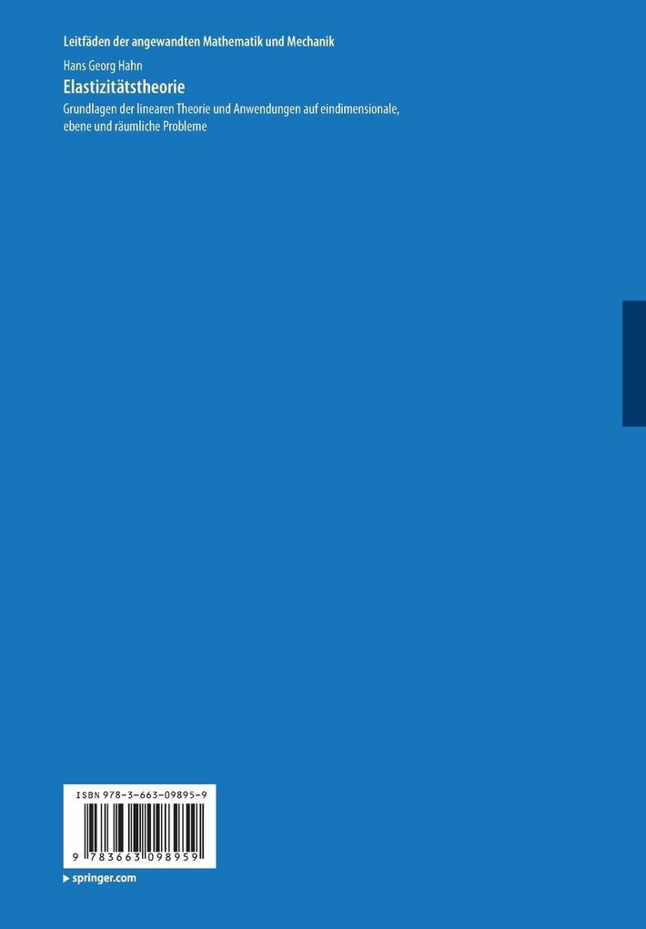 Weitere Ansicht: Elastizitätstheorie | Hans Georg Hahn, Hans G. Hahn