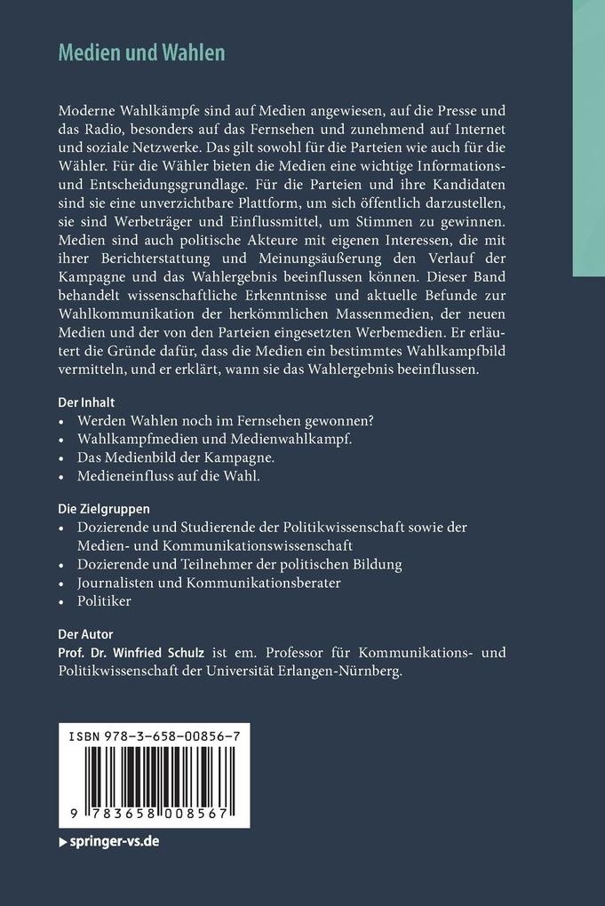 Weitere Ansicht: Medien und Wahlen | Winfried Schulz