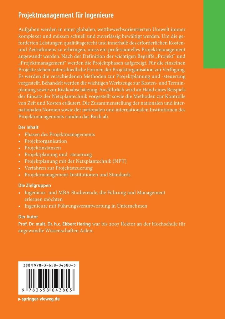 Weitere Ansicht: Projektmanagement für Ingenieure | Ekbert Hering