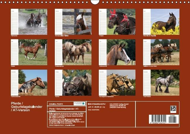 Weitere Ansicht: Pferde / Geburtstagskalender / AT-Version (Wandkalender immerwährend DIN A3 quer) | Antje Lindert-Rottke