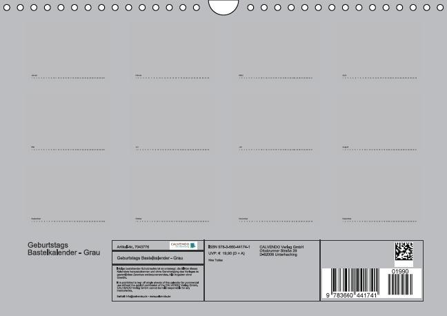 Weitere Ansicht: Geburtstags - Bastelkalender - Grau (Wandkalender immerwährend DIN A4 quer) | Nina Tobias