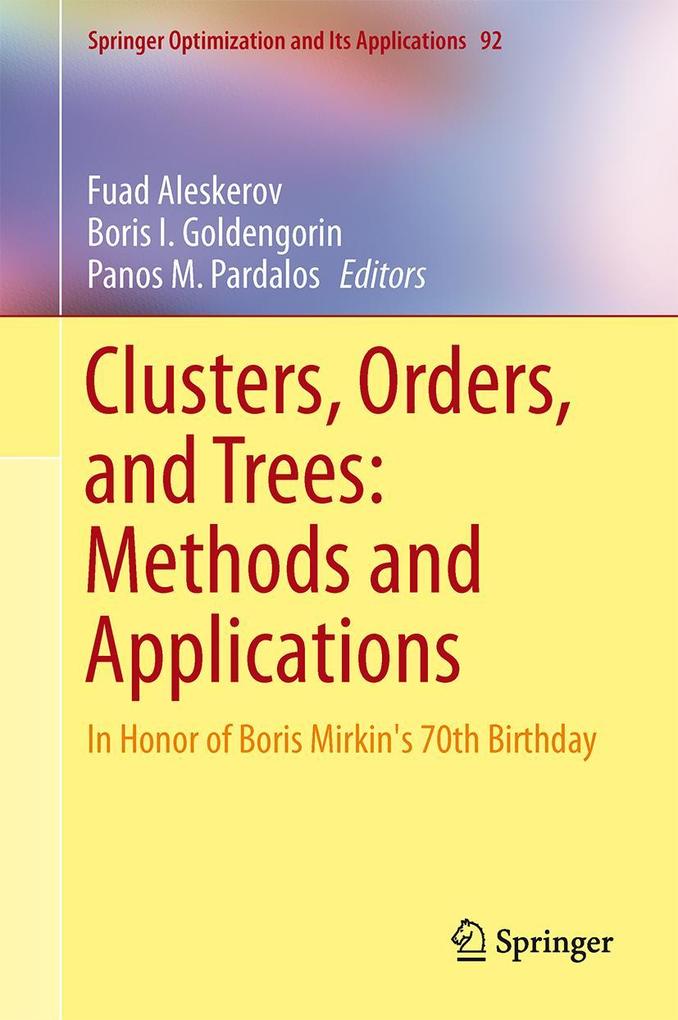 Produktbild: Clusters, Orders, and Trees: Methods and Applications