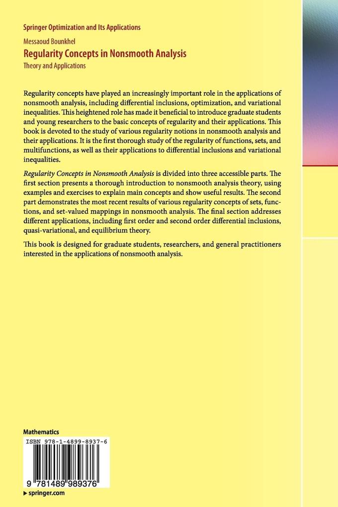 Weitere Ansicht: Regularity Concepts in Nonsmooth Analysis | Messaoud Bounkhel