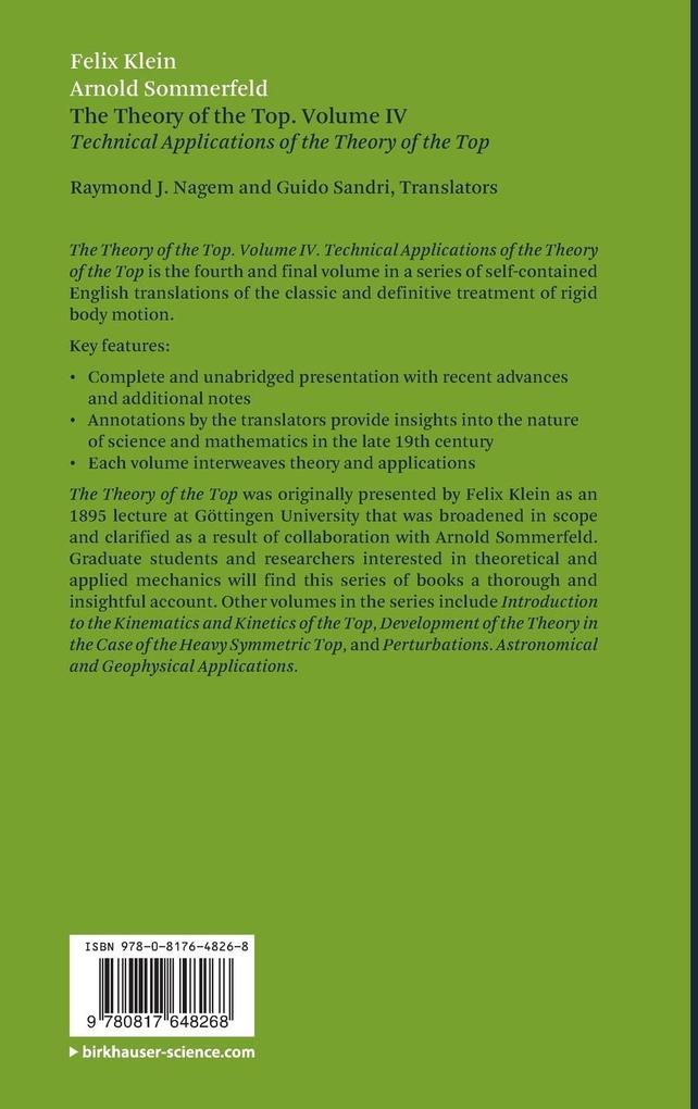 Weitere Ansicht: The Theory of the Top. Volume IV | Felix Klein, Arnold Sommerfeld