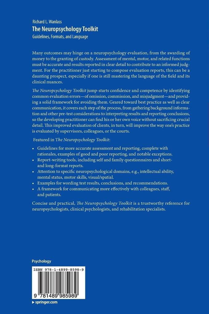 Weitere Ansicht: The Neuropsychology Toolkit | Richard L. Wanlass