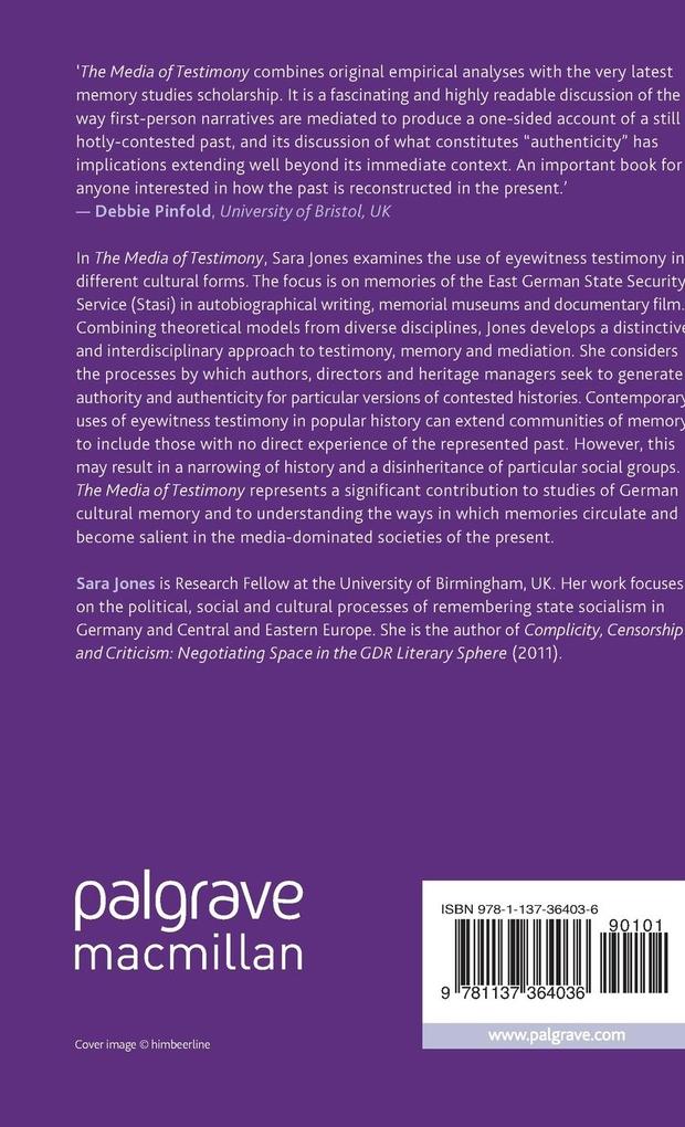 Weitere Ansicht: The Media of Testimony | S. Jones