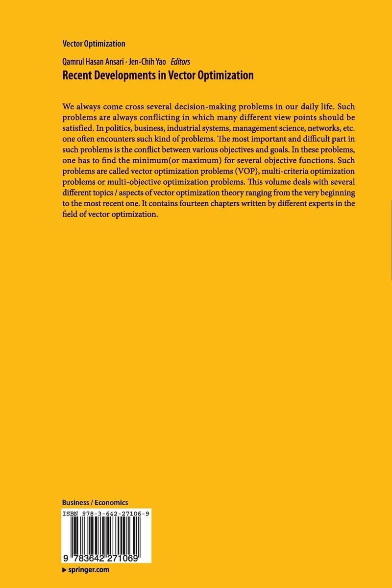 Weitere Ansicht: Recent Developments in Vector Optimization