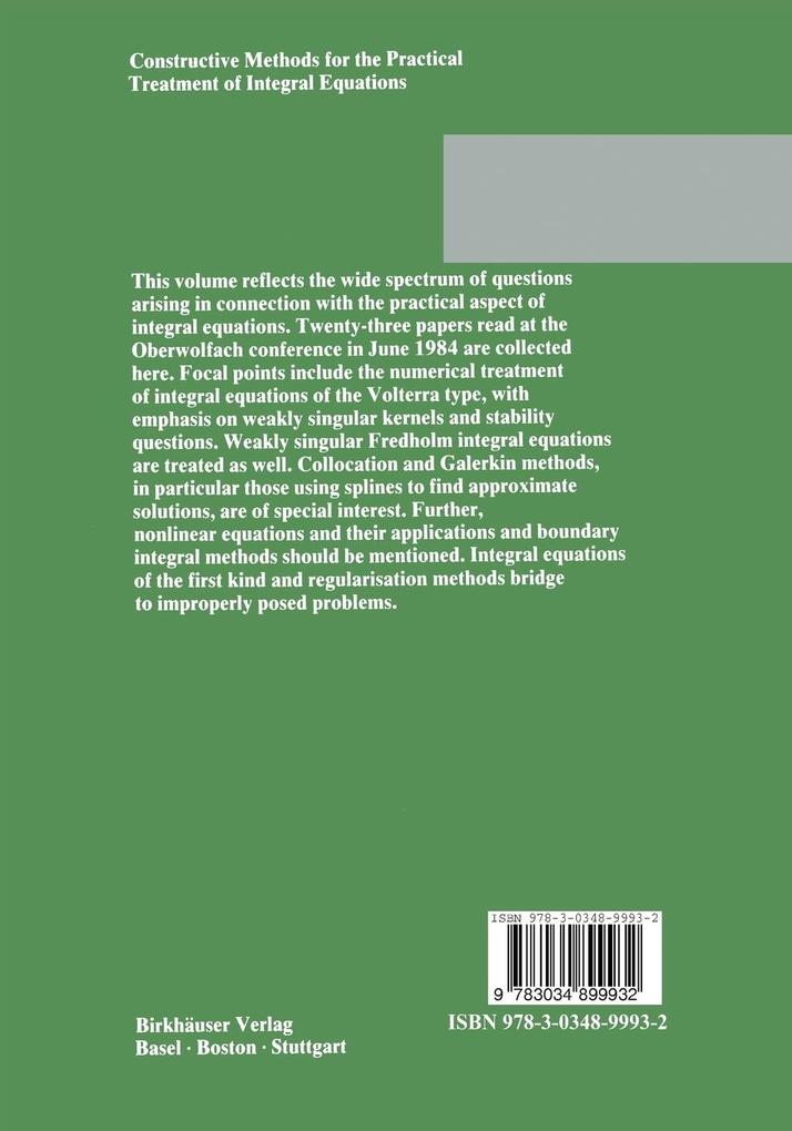 Weitere Ansicht: Constructive Methods for the Practical Treatment of Integral Equations | K.H. Hoffmann, G. Hämmerlin