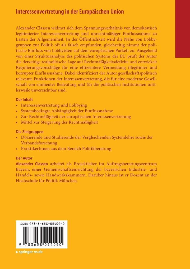 Weitere Ansicht: Interessenvertretung in der Europäischen Union | Alexander Classen