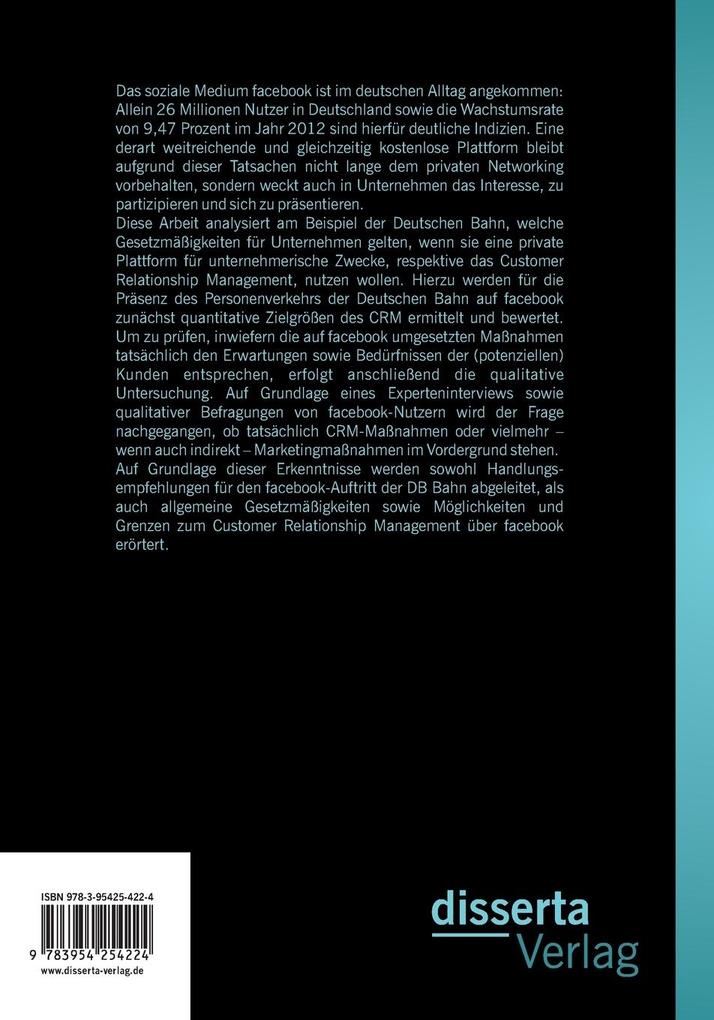 Weitere Ansicht: Customer Relationship Management über facebook: Möglichkeiten und Grenzen am Beispiel der Deutschen Bahn AG | Carolin Busch
